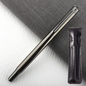 Финансов съвет 0,38 мм, изключително тънка писалка, класически корпус от неръждаема стомана, сив метал, канцеларски материали, ученически пособия