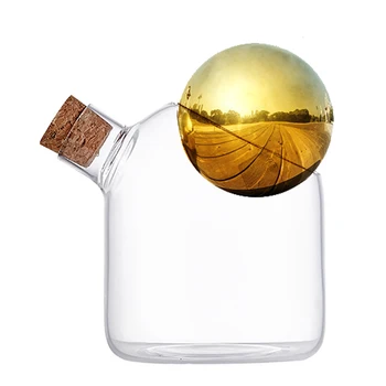 Фланец на резервоара за кафе от стъкло със златна запушалка, хранително-вкусовата японски резервоар за съхранение на твърдо дърво, Резервоар за съхранение на кафето на зърна, Стъклен съд