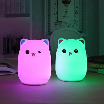 Цветна Креативната Led Силиконова Нощна Лампа USB Акумулаторна Защита на Очите За Децата, Спалня, Мультяшная Играчка, лека нощ, Подарък