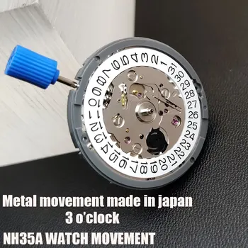 Японски Оригинален механичен механизъм NH35/NH35A с бял трехточечным прозорец датата на Луксозни Автоматични часовници Movt ReplaceHighAccuracy